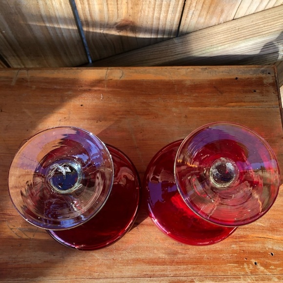 Set of 2 Ruby Red Hand Blown Mexican Margarita Glasses - Picture 4 of 5